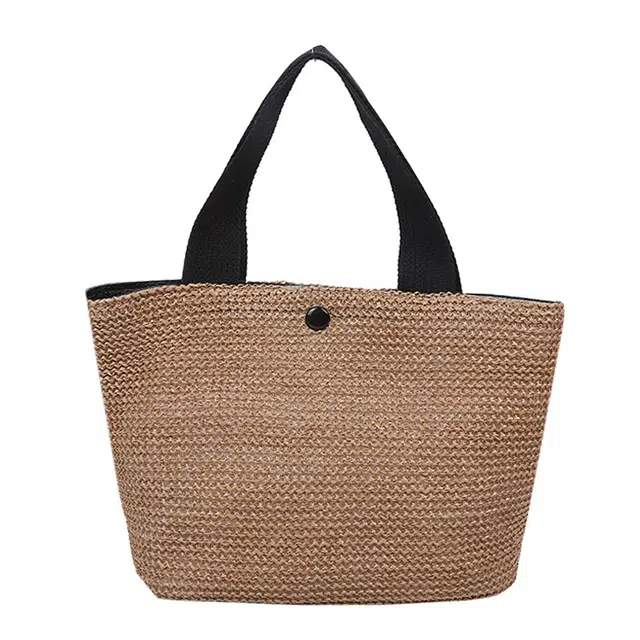 艾妮兔 海边度假田园风 休闲简约通勤 编织 手提包 女款 黑色