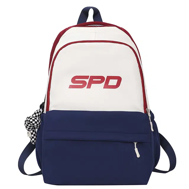 爱尔绅特 韩版初高中学生时尚大容量减负 尼龙 双肩包 男女同款情侣款 白色/黑色