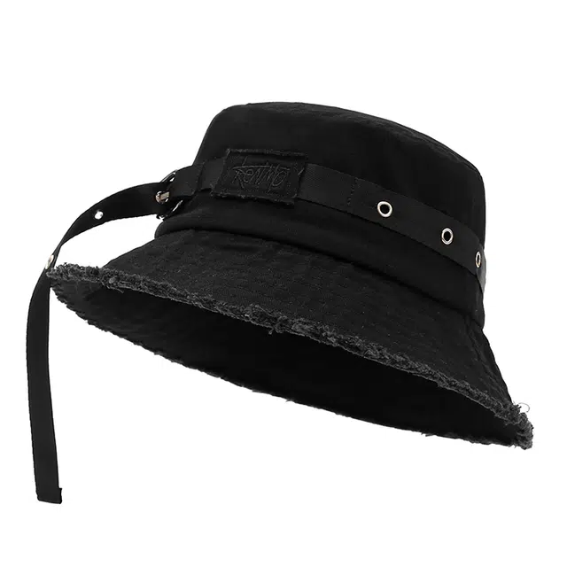 肯默 飘带金属调节扣 软顶做旧毛边 徽标刺绣 街头潮流 棉 渔夫帽 男女同款情侣款