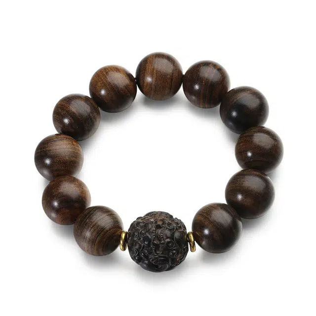 周帝王 过手留香招财纳福貔貅文玩复兴佛珠盘串念珠转运单圈 国潮新中式小众 绿檀 手串 男女同款情侣款