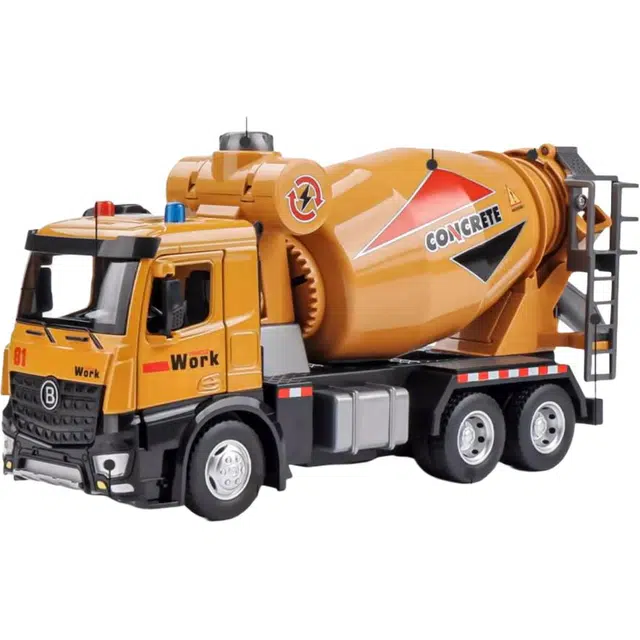 卡威 合金搅拌车 水泥混凝土罐车挖掘机工程车 成品模型