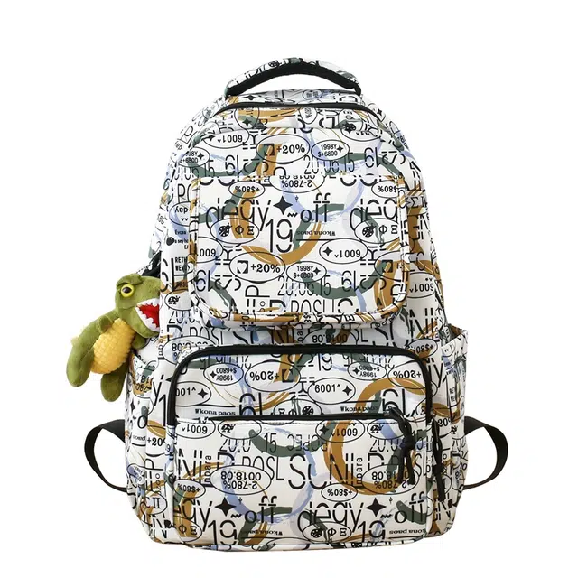 尊梵 通勤拉链开合休闲 尼龙 双肩包 男女同款情侣款 黄白色/黑白色/蓝白色/黑蓝色