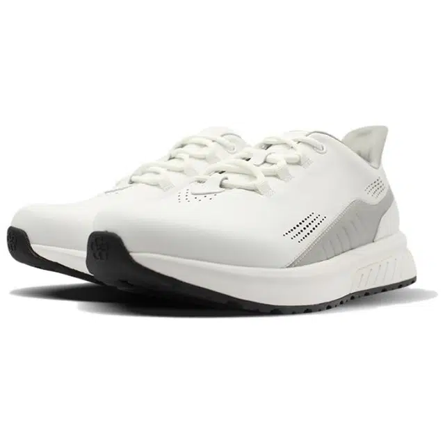 五环 牛皮革 商务健走系列 舒适百搭 防滑耐磨透气支撑回弹 低帮 生活休闲鞋 男款 白色 足弓支撑