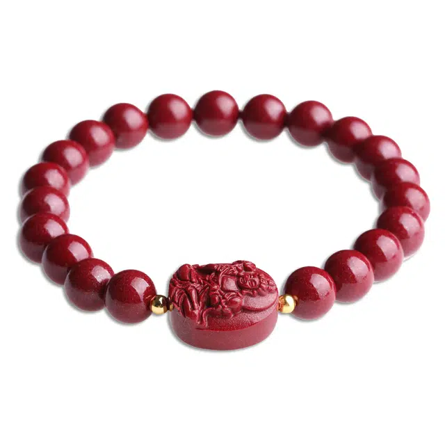 妍韵珠宝 高含量紫金砂本命佛护身符十二生肖属马大势至菩萨 再造辰砂朱砂 手串 男女同款情侣款