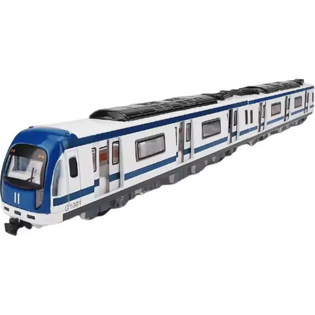 卡威 城市轻轨火车 仿真高铁动车 语音播报双节 合金地铁玩具轨道 成品模型