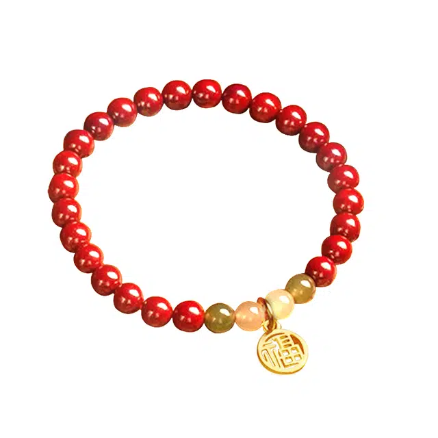 醉倾城 诸事顺意 福牌转运 新中式国潮复古招财纳福诸事顺心轻奢 朱砂 玉石手串 女款