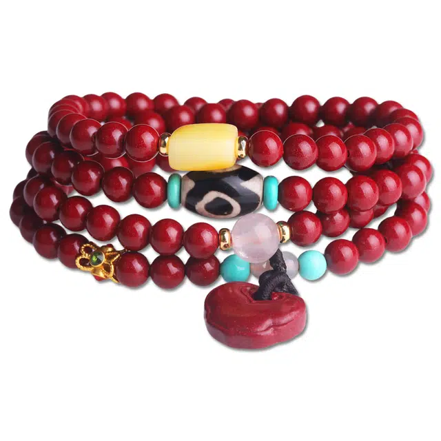 妍韵珠宝 高含量紫金  复古国风本命年 朱砂 玉石手串 男女同款情侣款