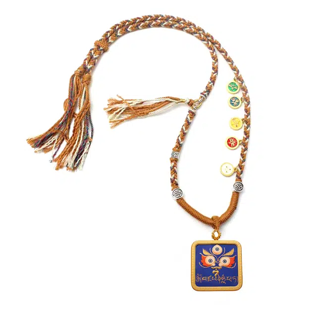 玉临门 新中式转运纳福 玛哈嘎拉法眼加心咒可爱版版唐卡热贡 合金 吊坠 男女同款情侣款