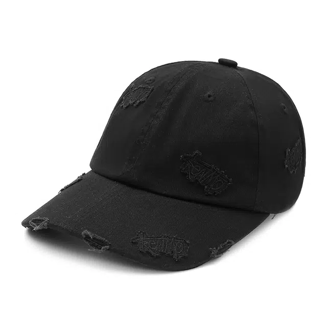 肯默 复古做旧磨边 立体徽标刺绣 街头潮流 软顶可调节头围 棉 鸭舌帽 男女同款情侣款