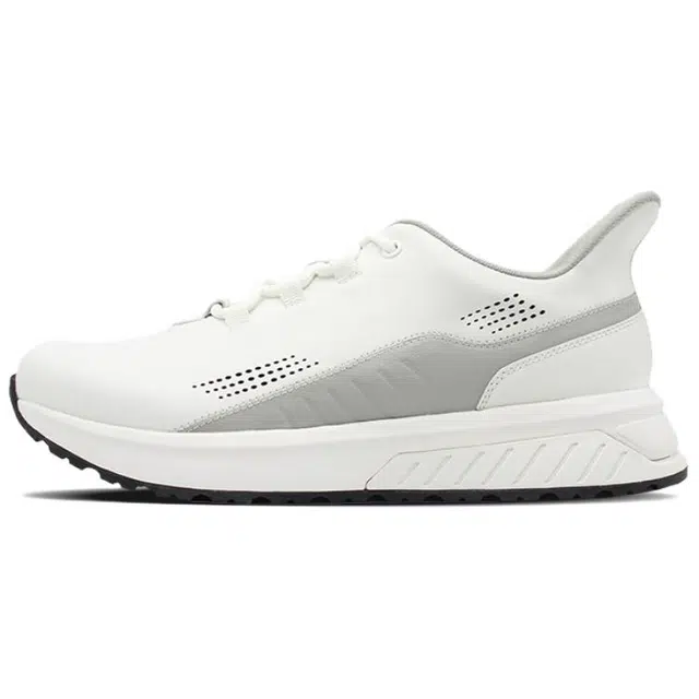 五环 牛皮革 商务健走系列 舒适百搭 防滑耐磨透气支撑回弹 低帮 生活休闲鞋 男款 白色 足弓支撑