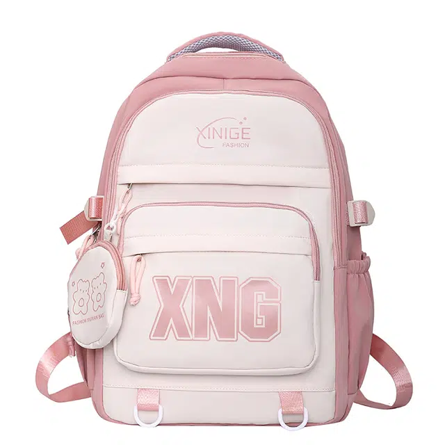 帕克熊 时尚字母设计感电脑包多巴胺大容量书包 尼龙 百搭气质款双肩包 常规 男女同款情侣款 多色