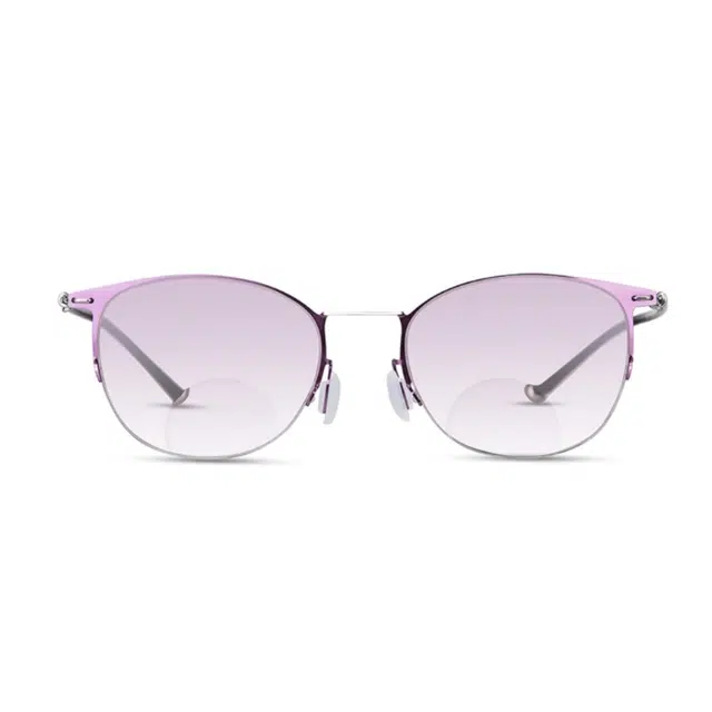 老花太阳镜 夕阳红 时尚高清 不锈钢 蝶形 功能性眼镜 女款 紫色 远近两用