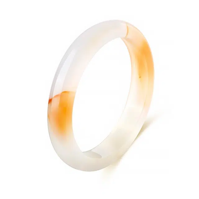 尚仟伊 锦鲤上岸 招财转运新中式国潮古风清冷感优雅气质一口糖白飘浅橘俏色 玛瑙 手镯 女款