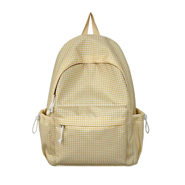 帕克熊 大容量格子纯色简约百搭气质款学生上课书包电脑包出行背包 尼龙 双肩包 常规 男女同款情侣款 多色