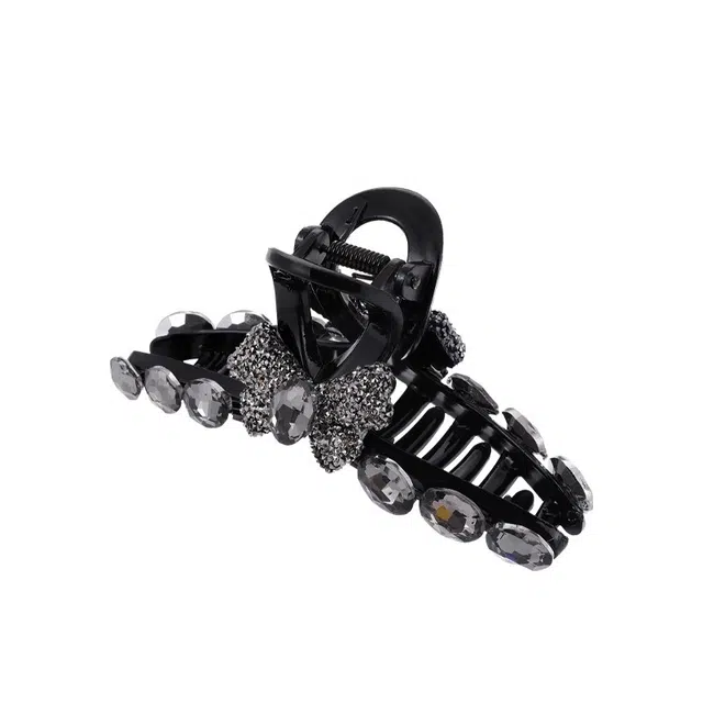 水中玉 精致高级感水钻蝴蝶结抓夹女盘发后脑勺气质鲨鱼夹头饰 发夹 女款