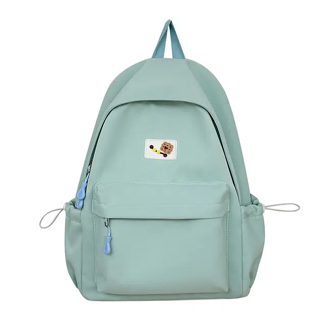 帕克熊 小众设计百搭款纯色简约大气大容量电脑包学生上课书包 尼龙 双肩包 常规 男女同款情侣款 蓝色/粉色/黄色/白色/黑色