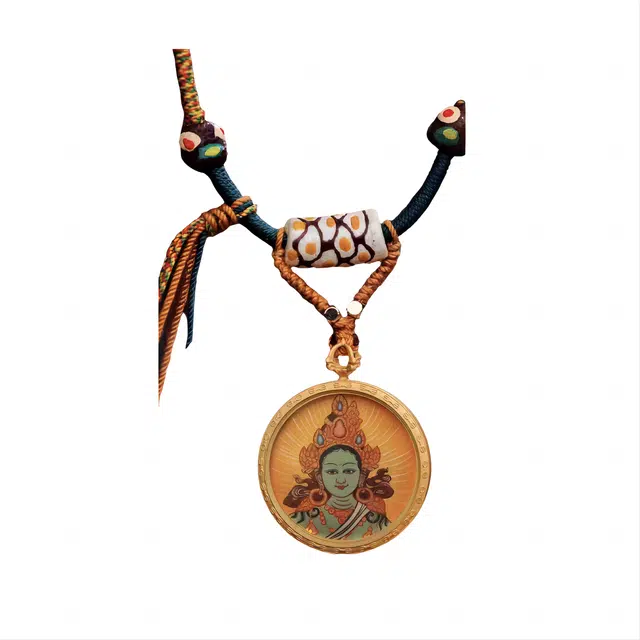 玉临门 新中式民族风保佑事业成功如意绿度母唐卡热贡手绘 合金 项链 男女同款情侣款 送 男 女朋友 七 夕礼 物 礼盒包装