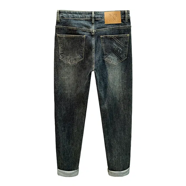 雅鹿 锥型直筒宽松百搭牛仔裤 男款 蓝色