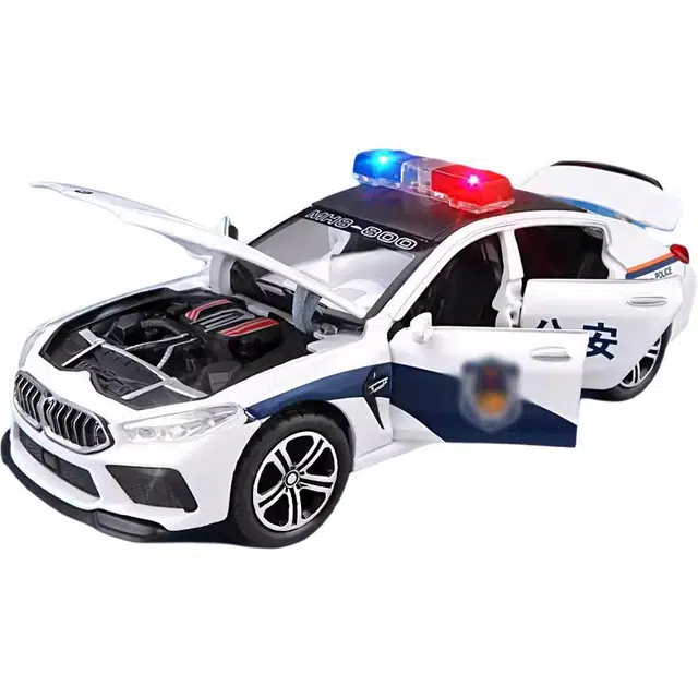 卡威 仿真警车玩具车 合金小汽车 警察车回力轿车摆件 成品模型