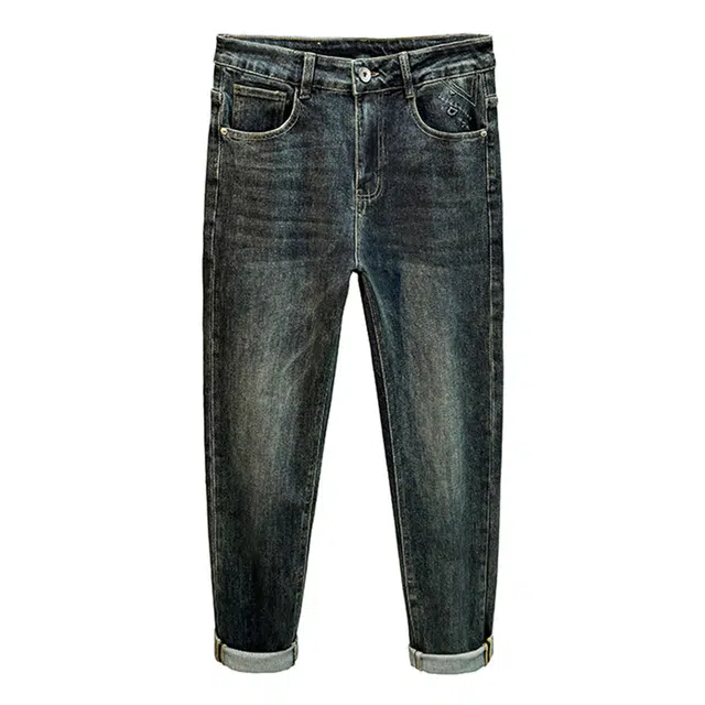 雅鹿 锥型直筒宽松百搭牛仔裤 男款 蓝色