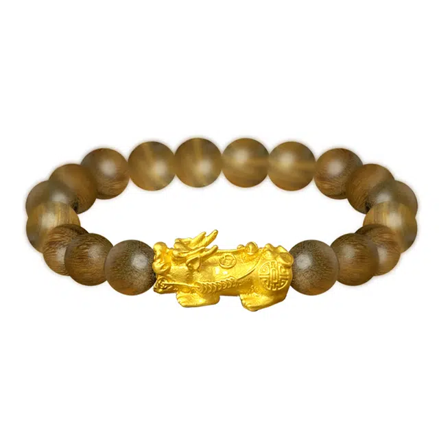 九隆古 财源广进 新中式国潮风复古简约大方经典百搭 貔貅招财吞金兽 木作手串 男女同款情侣款 檀木