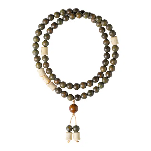 京华录 考公考研上岸 新中式 竹节转运珠 古典气质 文玩念珠 吉祥如意设计感 禅意招财纳福 檀木 木作手串 男女同款情侣款 绿檀