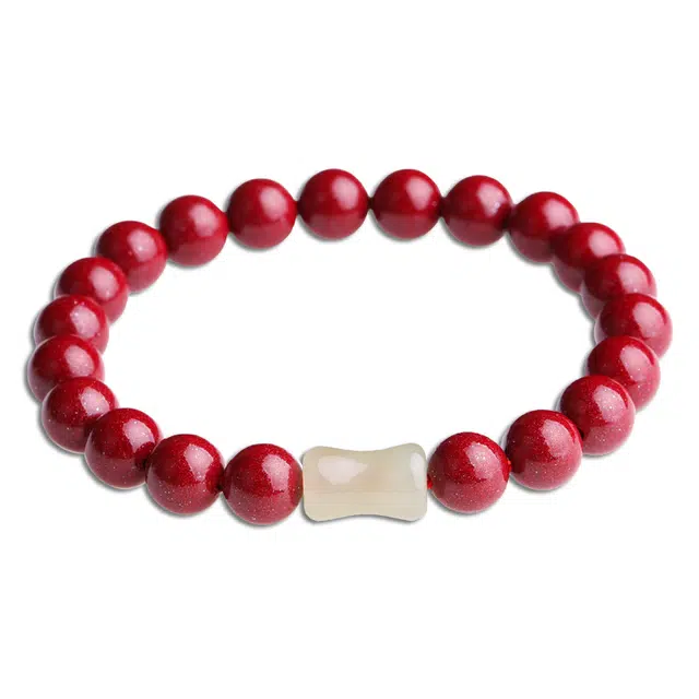 妍韵珠宝 富贵竹节 国潮典雅大气 再造辰砂朱砂 玉石手串 男女同款情侣款