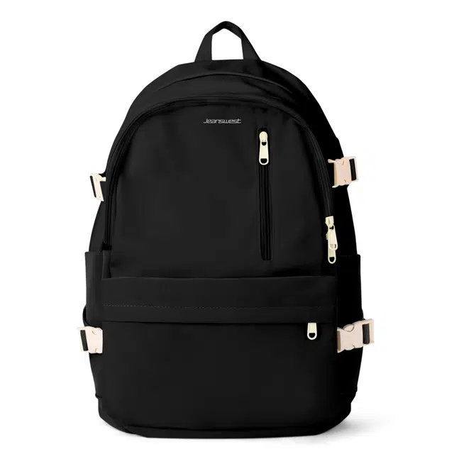 真维斯 日系小清新学院风高颜值百搭大容量休闲简约潮流高中生上课通勤便携 织物 书包背包双肩包 常规 男女同款 黑色/绿白