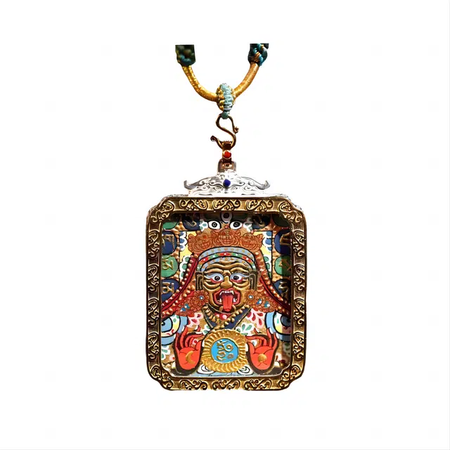 玉临门 国风民族风藏式复古平安顺利纳福扎基拉姆唐卡热贡手绘 合金 项坠 男女同款情侣款 送 男 女朋友 七 夕礼 物 礼盒包装
