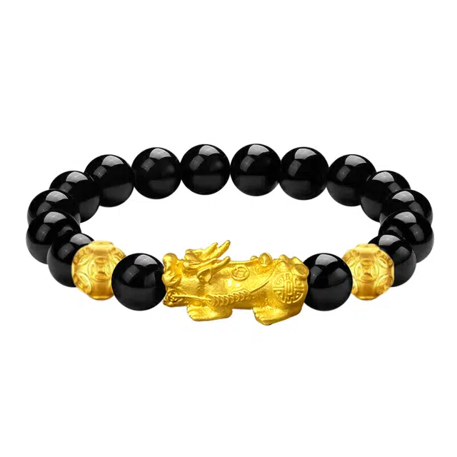 九隆古 貔貅招财吞金兽金钱珠 财源广进 新中式国潮风复古大方 檀木 木作手串 男女同款情侣款 黑檀