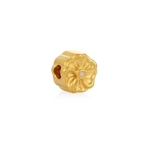 潮小金 十二花神系列-七月蜀葵串珠 足金 一口价 黄金吊坠 女款