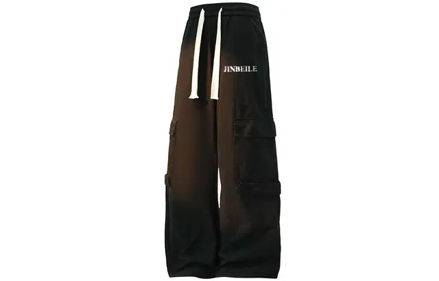 金贝勒 美式高街简约字母印花休闲宽松阔腿垂感直筒工装裤 男女同款