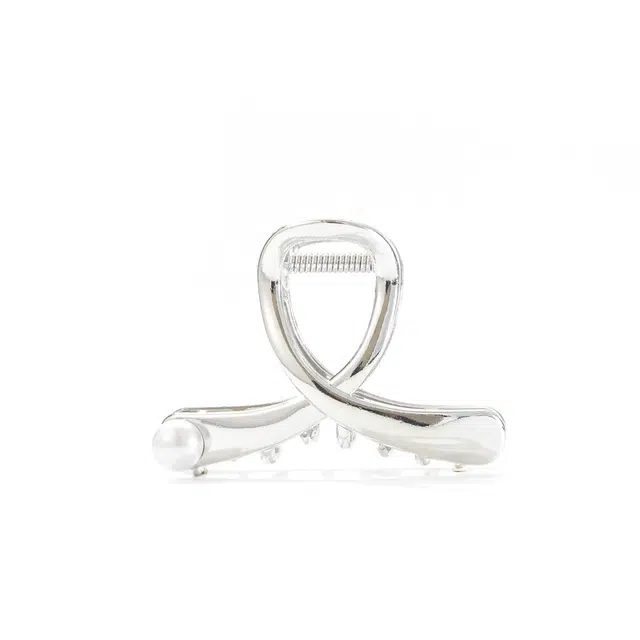 如花梦 金属交叉仿珍珠抓夹 高级感后脑勺半扎发小号鲨鱼夹 轻奢小众冷淡风头饰 发夹 女款