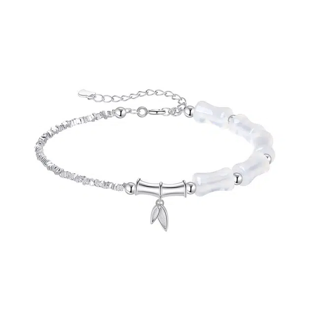 匆匆那年 有你竹够 节节高升 碎银竹节 新中式国潮风轻奢高级感小众设计可调节拼接链 玉髓 手链 女款