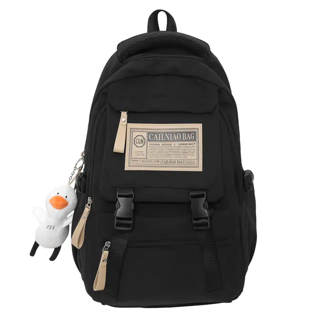 尊梵 通勤电脑休闲上课时尚简约学院风 尼龙 双肩包 男女同款情侣款 黑色/红色/紫色/孔雀蓝/宝蓝