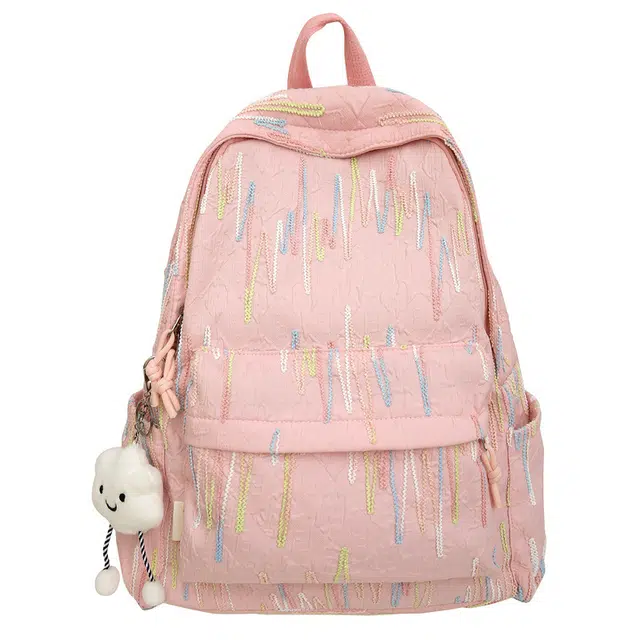 爱尔绅特 大容量旅行可爱简约大学生印花轻便潮流时尚书包 尼龙 双肩包 常规 女款 多色