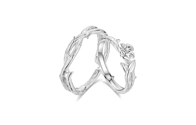 牧言 荆棘玫瑰森系气质小众设计高级感 光面立体藤蔓镂空交织花朵可调节 合金 戒指 男女同款情侣款