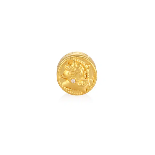 潮小金 时来运转 独角兽转动串珠 足金 一口价 黄金吊坠 女款