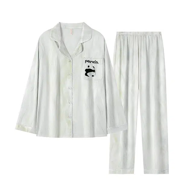 俏霓桐 可爱亲肤舒适凉感长袖开衫可外穿睡衣套装 女款 图色