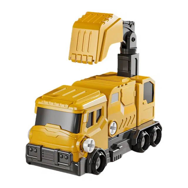 妙贝乐 五合一系列 汽车机器人 合体变形工程车 灵活关节 带声光 拼装模型