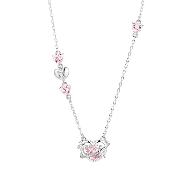 阡陌 恋爱心跳锁骨链 日韩甜美学院休闲 气质优雅高级爱心设计感 女友节日纪念日惊喜示爱礼盒 合金 项链 女款