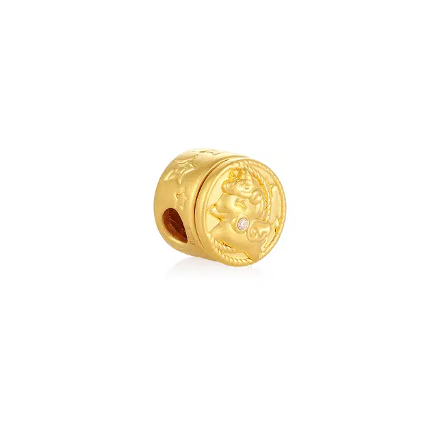 潮小金 时来运转 独角兽转动串珠 足金 一口价 黄金吊坠 女款