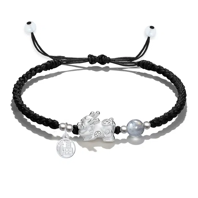 饰伴 清冷系转运平安喜乐 如意平安扣高级优雅小众国风手工编织手绳 琉璃 玉石手链 男女同款情侣款