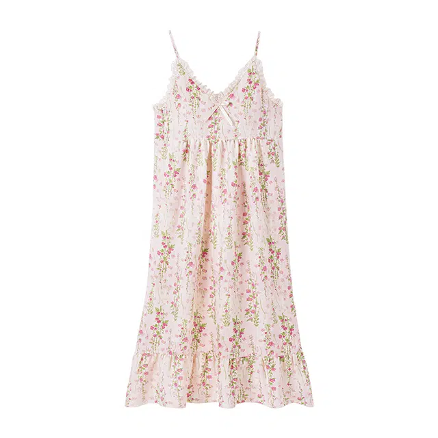 欧诗帛 休闲舒适透气带胸垫无袖吊带可外穿睡裙 女款 图色