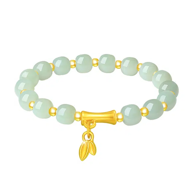 醉倾城 有你“竹”够 竹节桶珠转运 小清新甜美气质小众设计轻奢高级感 和田玉 手串 节日 送礼 女款 青白玉