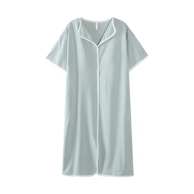莫代尔 舒适亲肤细腻吸湿透气短袖睡裙 女款 粉蓝色