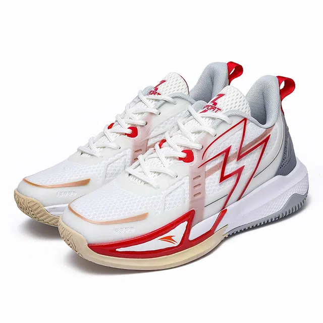 金莱克 时尚舒适百搭经典 减震增高 中帮 篮球鞋 男女同款 白红