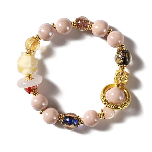 京华录 九尾狐香灰粉瓷 招桃花时来运转 国潮复古风 温柔气质感本命年转运 学业有成 新中式宫廷风 琉璃 手串 男女同款情侣款