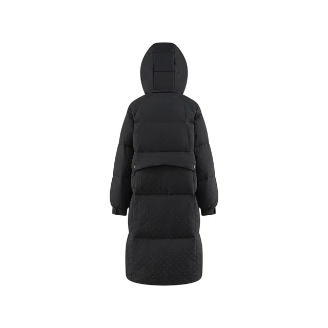 艾莱依 简约休闲纯色连帽拉链长款羽绒服 女款