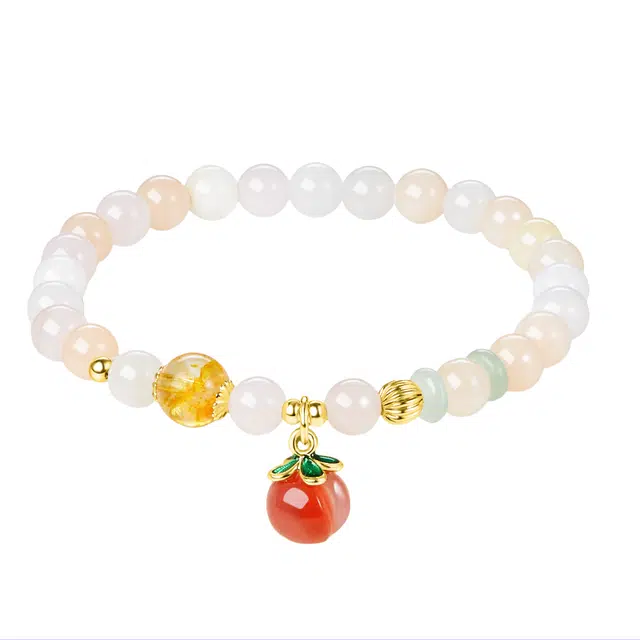 迷颂玛 小众设计高级感桃夭粉晶蜜桃多巴胺甜美超仙招桃花 水晶 玉石手串 女款